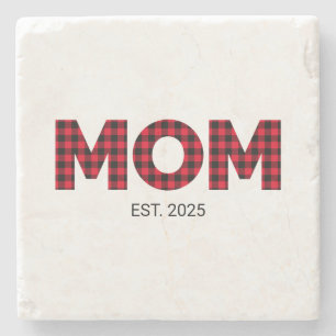 Posavasos De Piedra Foto de Fecha de Establecimiento de Mamá con Cuadr