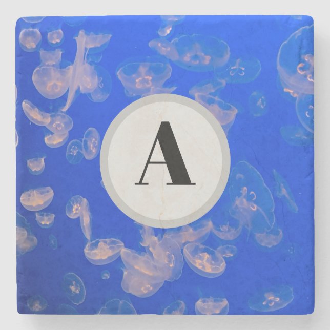 Posavasos De Piedra Foto de Jellyfish Ocean Stone (Anverso)