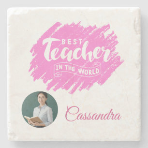 Posavasos De Piedra Foto de la mejor profesora del mundo en acuarela r