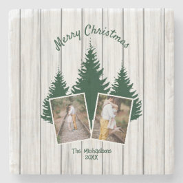 Posavasos De Piedra Foto de Navidad rústica del bosque