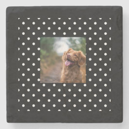 Posavasos De Piedra Foto de perro con lunares en blanco y negro