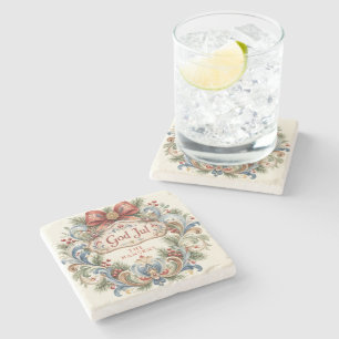 Posavasos De Piedra Foto de Rosemaling de Navidad Noruega