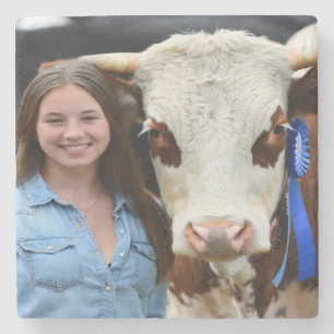 Posavasos De Piedra Foto de vaca de exposición de ganado personalizada