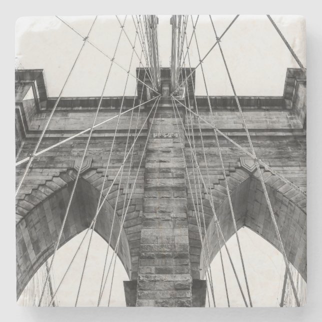 Posavasos De Piedra Foto del puente de Brooklyn en NYC (Anverso)
