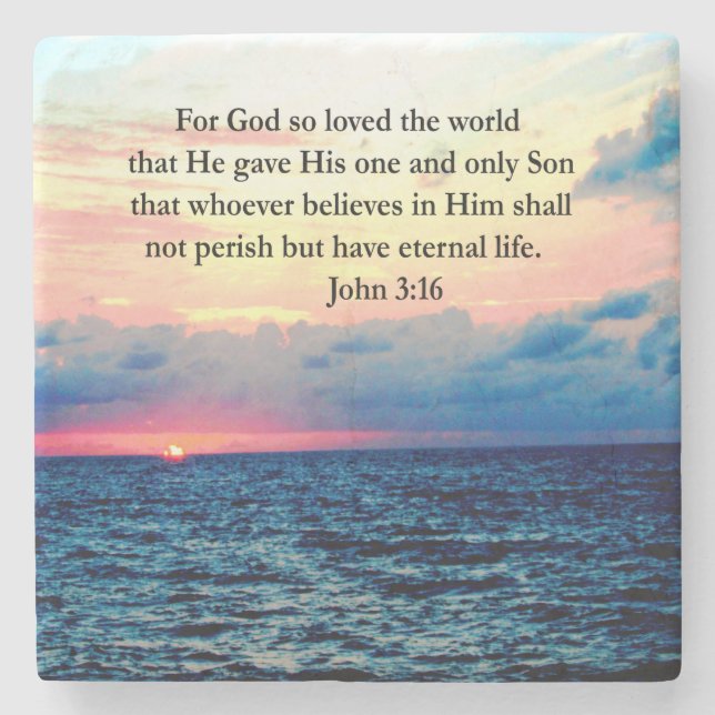 POSAVASOS DE PIEDRA FOTO ESPIRITUAL DE JOHN 3:16 (Anverso)