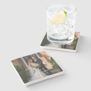 Posavasos De Piedra Foto personalizada de nombre de familia