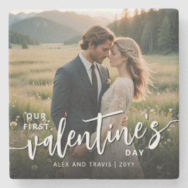 Posavasos De Piedra Foto personalizada de un primer El día de San Vale