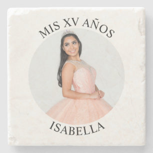 Posavasos De Piedra Foto Redonda Minimalista Moderna Mis XV Años
