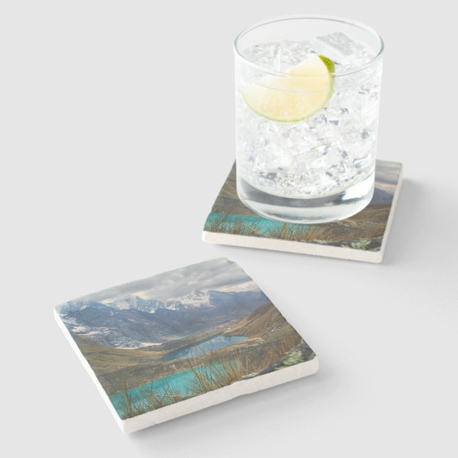 Posavasos De Piedra Fotografía de Montañas Alpinas Escénicas (Lateral)