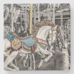 Posavasos De Piedra Fotografía del carrusel de Merry Go Round