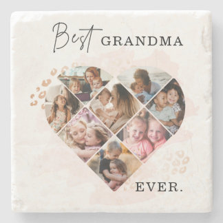 Posavasos De Piedra Fotografía familiar Mejor Abuela Forma de Corazón