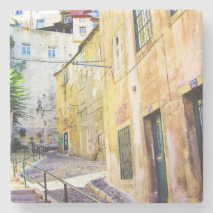 POSAVASOS DE PIEDRA FOTOGRAFÍA URBANA DEL COLOR DE LA CALLE DE LISBOA