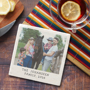 Posavasos De Piedra Fotos personalizadas con textos de nombre de famil