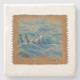 Posavasos De Piedra Four Elements - Water - Limestone Coaster