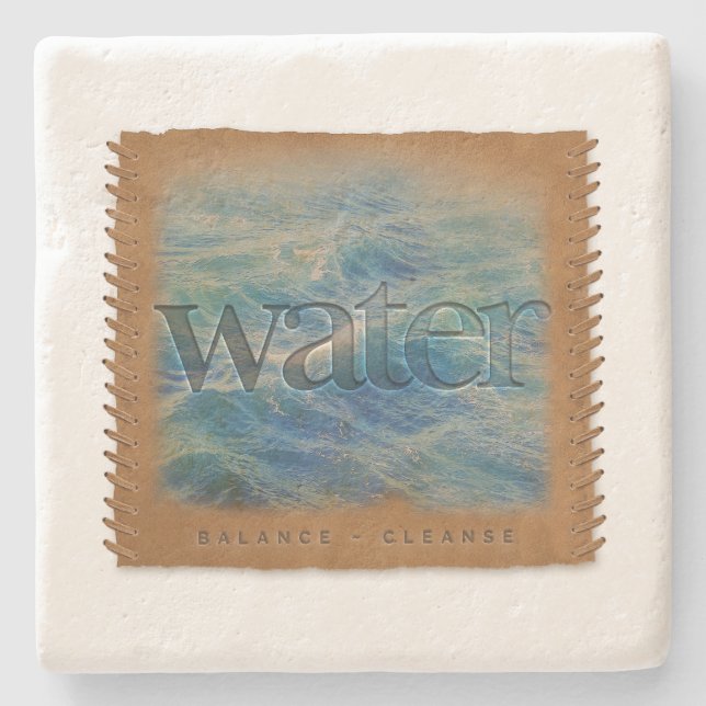Posavasos De Piedra Four Elements - Water - Limestone Coaster (Anverso)