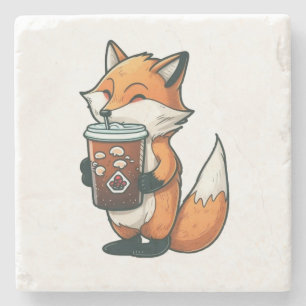 Posavasos De Piedra Fox con una taza