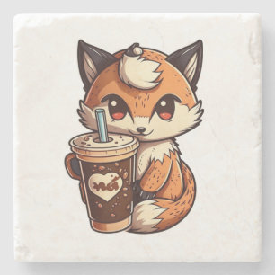 Posavasos De Piedra Fox con una taza