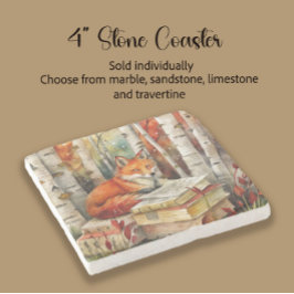 Posavasos De Piedra Fox de cosecha rústica: libros Woodland otoño