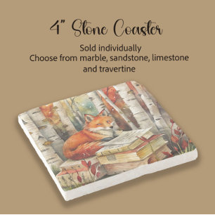 Posavasos De Piedra Fox de cosecha rústica: libros Woodland otoño