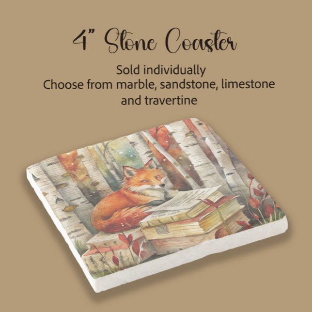 Posavasos De Piedra Fox de cosecha rústica: libros Woodland otoño (Stone coaster)