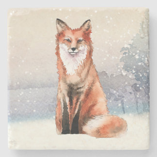 Posavasos De Piedra Fox en la montaña rusa de nieve
