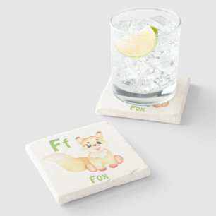 Posavasos De Piedra Fox personaliza ABC: Letra F - Añadir tu nombre