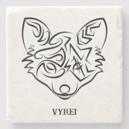 Posavasos De Piedra Fox tribal negra y blanca