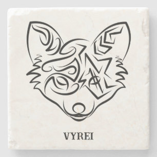 Posavasos De Piedra Fox tribal negra y blanca