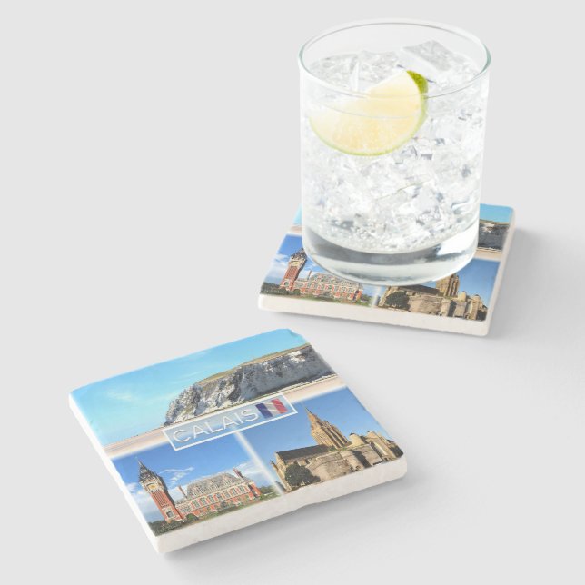 Posavasos De Piedra FR Calais - Cap Blanc Nez - Hotel de Ville - (Lateral)