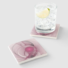 Posavasos De Piedra Fractal cambiante, arte rosa de la berry abstracta