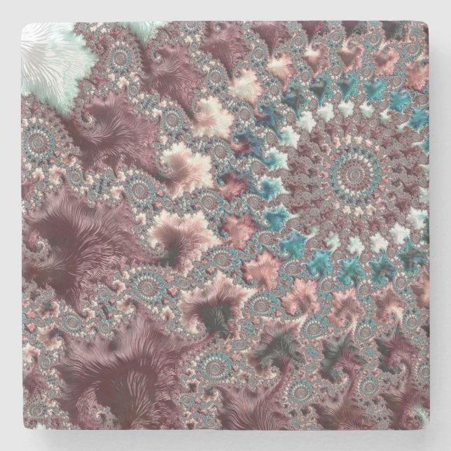 Posavasos De Piedra Fractal espiral bohemiana ecléctica retro Groovy (Anverso)