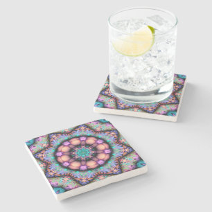 Posavasos De Piedra Fractal Mandala Floral Psicodelia