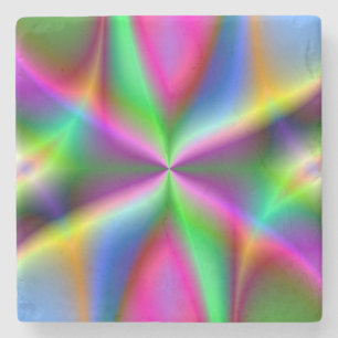 Posavasos De Piedra Fractal metálico colorido con brillo