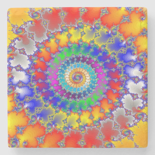 Posavasos De Piedra Fractal psicodélico (Anverso)