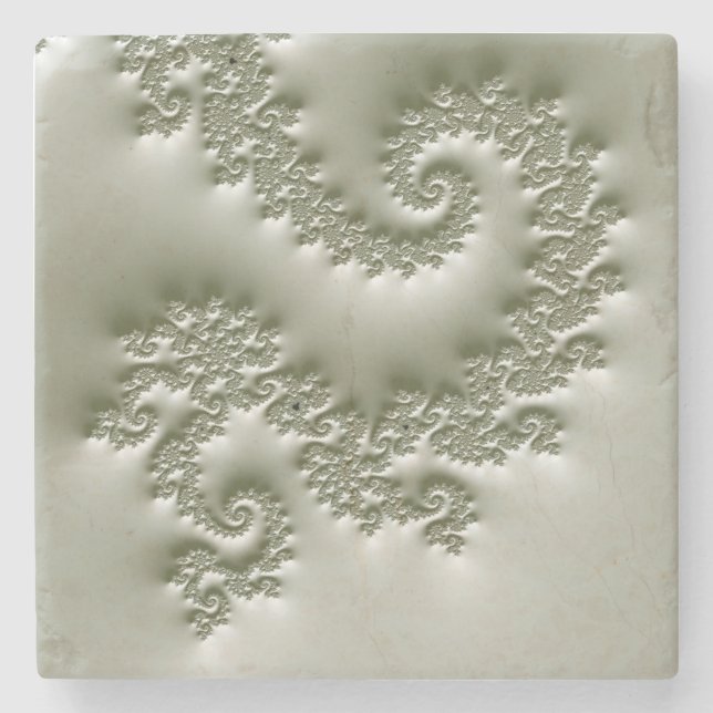 Posavasos De Piedra Fractal verde pálido (Anverso)