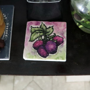Posavasos De Piedra Frambuesas negras adorables Raspberry púrpura