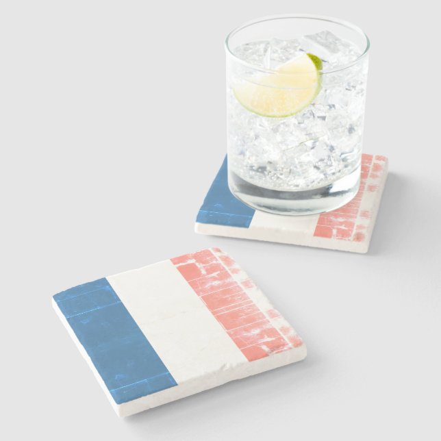 Posavasos De Piedra France - french flag Drapeau France - shabby (Lateral)