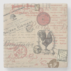 Posavasos De Piedra Francés vintage que escribe París tipografía de ga