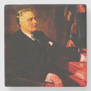 Posavasos De Piedra Franklin D. Roosevelt, líder de la Gran Depresión