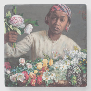 Posavasos De Piedra Frederic Bazille - Mujer joven con peonías