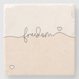Posavasos De Piedra Freedom Minimalist Typography Design