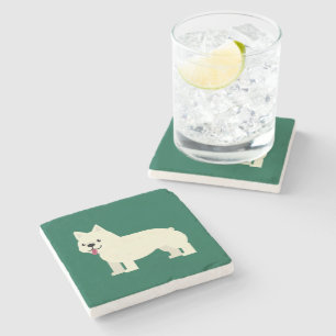 Posavasos De Piedra Frenchie Lover Green