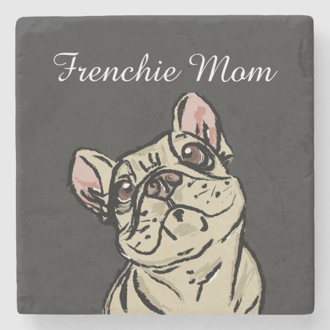 Posavasos De Piedra Frenchie Mom (Anverso)