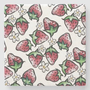 Posavasos De Piedra Fresas patrón de fresa para siempre
