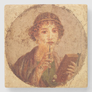 Posavasos De Piedra Fresco de Sappho en Pompeya