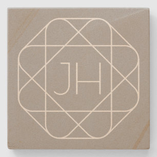 Posavasos De Piedra Fresco Monograma, Estilo de Logotipo Elegante Vibr