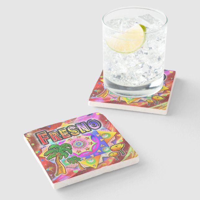 Posavasos De Piedra Fresno Tropical Friends Coaster (Lateral)