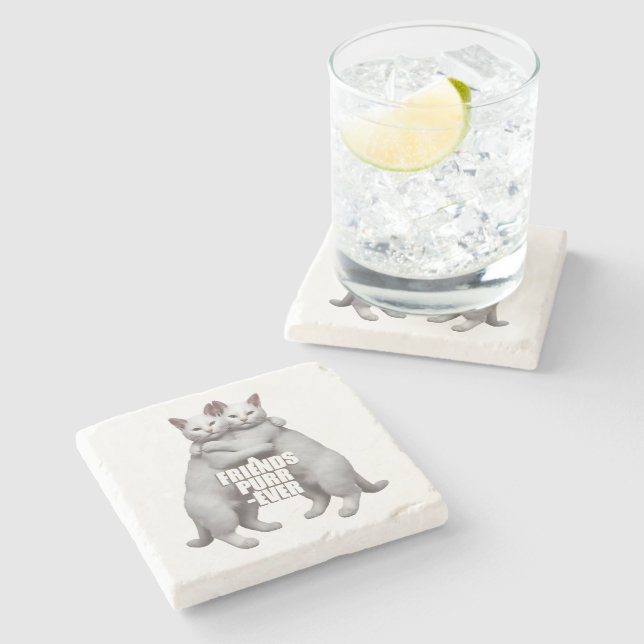 Posavasos De Piedra Friends Purr-Ever (Lateral)