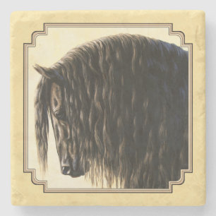 Posavasos De Piedra Friesian Draft Horse Yellow