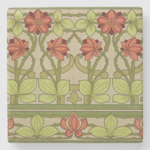 Posavasos De Piedra Frieze Border Art Nouveau Floral